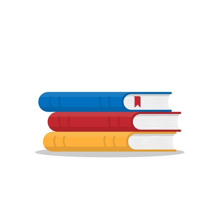 Stack of books isolated on a white background. Pile of books vector illustration. Stack of books icon in flat style.のイラスト素材