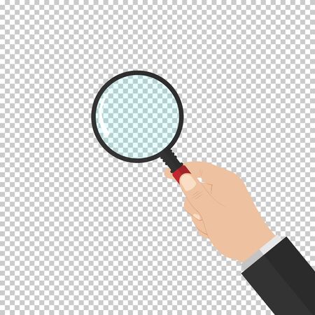 Magnifying glass in hand. Stock Vector Illustration.isolated on white background.10 eps.のイラスト素材