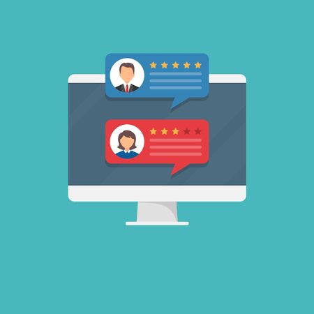 Customer reviews. rating on the monitor screen. View speech bubble ratings.のイラスト素材