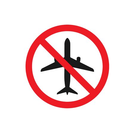 no flights sign.Prohibition sign.Icon in flat style.Vector illustration isolated on white background.のイラスト素材