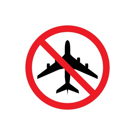 no flights sign.Prohibition sign.Icon in flat style.Vector illustration isolated on white background.のイラスト素材