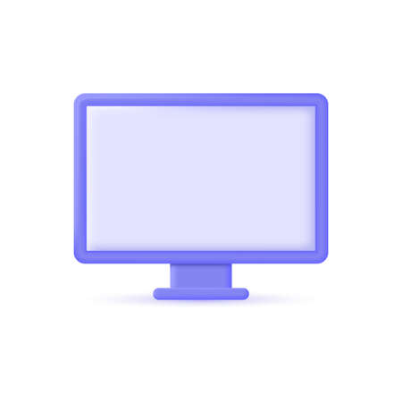 3d monitor icon in a minimalistic cartoon style. vector illustration isolated on white backgroundのイラスト素材