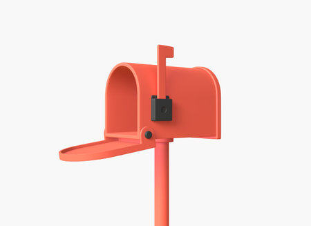 3d red mailbox icon in cartoon style. the concept of receiving notification, mailing. banner design for marketing. 3d renderingの写真素材