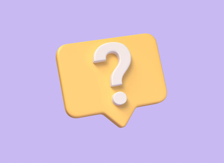 3d question mark icon on speech bubble.answers to frequently asked questions. technical support. illustration isolated on purple background. 3d renderingの写真素材