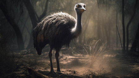 ostrich emu on the background of australian nature, animals of australia. ai generativeの素材