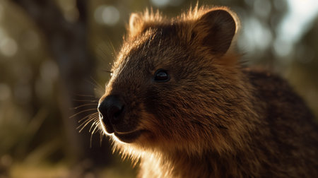 quokka on the background of Australian nature, hot day, animals of Australia. ai generativeの素材