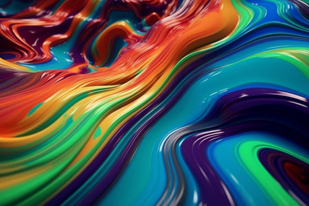 Abstract fluid, iridescent. dynamic wave in motion, rich colors. ai generativeの素材