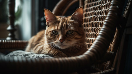 kitten dozing in a cozy armchair on an autumn day. ai generativeの素材