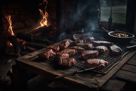 juicy meat is grilled. ai generativeの素材