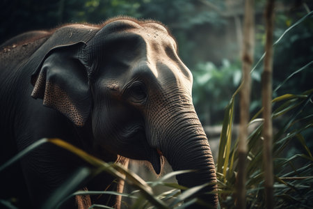 elephant in the jungle, close up. ai generativeの素材