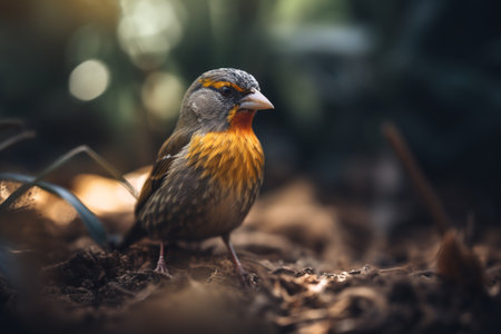 Common finch on the background of nature.close-up. ai generativeの素材
