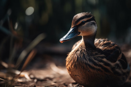 cute duck swims in the water. close up. ai generativeの素材