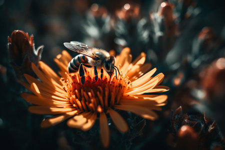Bumblebee on a flower macro. Bumble Bee collect flower nectar. ai generativeの素材