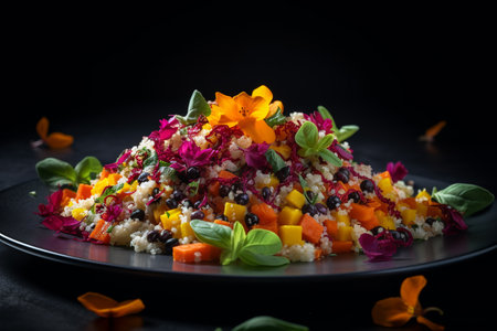Homemade Southwestern Mexican Quinoa Salad with Beans Corn and Cilantro. ai generativeの素材