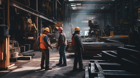 male workers in the workshop at the factory. ai generativeの素材