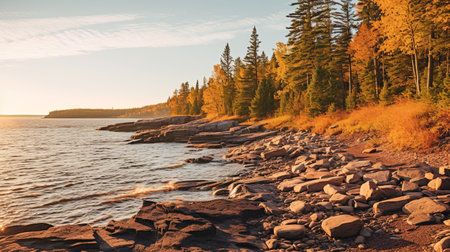 beautiful landscape sunset in autumn.ai generativeの素材