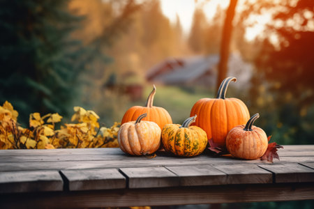 still life with pumpkins for Thanksgiving. ai generativeの素材