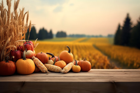 still life with pumpkins for Thanksgiving. ai generativeの素材