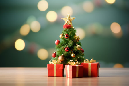 Christmas tree and gift boxes. christmas background. ai generativeの素材