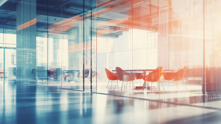 Abstract blurred office room. ai generativeの素材