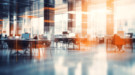 Abstract blurred office room. ai generativeの素材