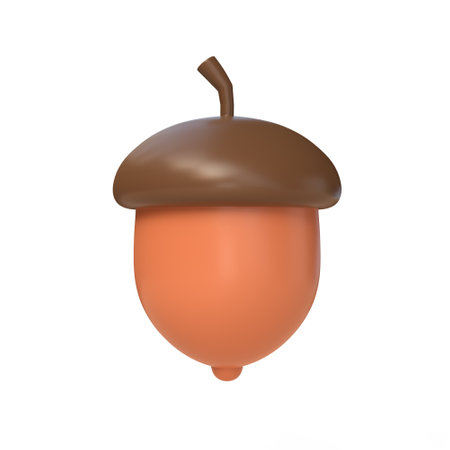 3d acorn icon in cartoon style. illustration isolated on white background. 3d renderingの写真素材