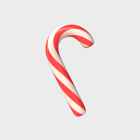 3d lollipop in cartoon style. element or decoration for christmas or new year holiday. 3D renderingの写真素材