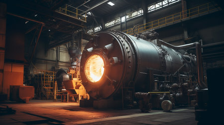 Rotary kiln in a factory. ai generativeの素材