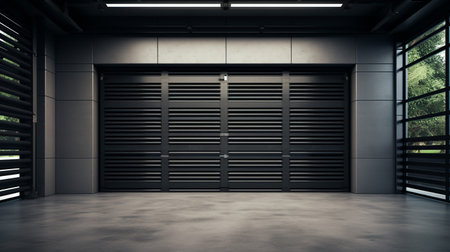 Shutters, gates, steel doors, loading section, garage view.ai generativeの素材