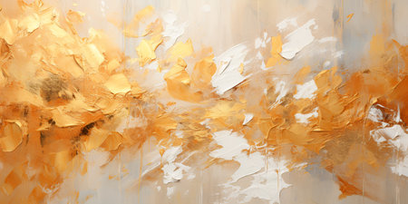 abstract texture background of rough acrylic strokes of gold color on canvas. AI generativeの素材