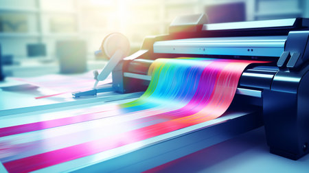 office or professional plotter lag format photocopier or printer with color ribbons for high quality printing services. ai generativeの素材