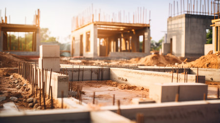construction site with house foundation. ai generativeの素材
