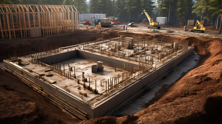 construction site with house foundation. ai generativeの素材