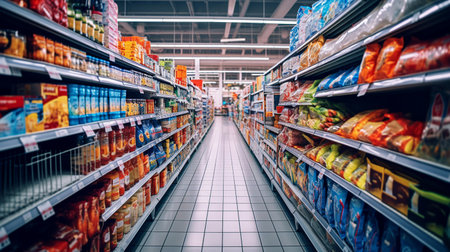 a huge assortment of products on the shelves in the supermarket. ai generativeの素材