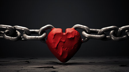 red heart chained. ai generativeの素材