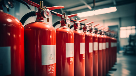 Fire extinguisher tank group. ai generativeの素材