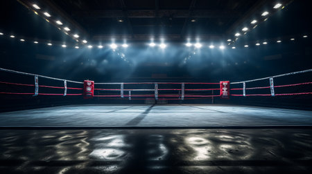 empty boxing ring on fight night. ai generativeの素材