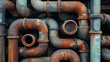 background, rotten, rusty water pipes. ai generativeの素材