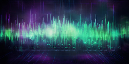 abstract digital technology background, sound and graphic shapes, network, graph, fluctuations. ai generativeの素材