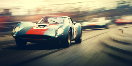 retro sports car races on the track. ai generativeの素材