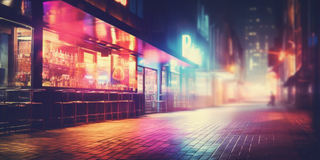 abstract blurred street with nightclub. ai generativeの素材