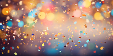 Celebration and colorful confetti party. Blur abstract background. ai generativeの素材