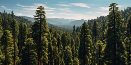 an elevated view of giant sequoia trees in a forest. ai generativeの素材