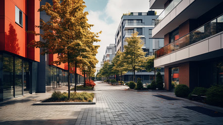 street with houses in modern style. ai generativeの素材