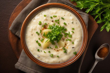 Bowl of Baked Potato Soup. ai generativeの素材