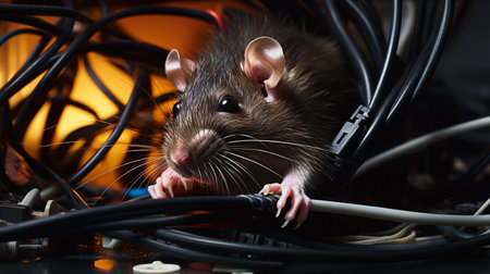 rat chewed through the cable. ai generativeの素材