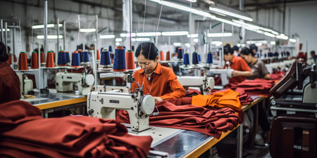 Garments production factory Manufacturing quality clothing Textile. ai generativeの素材