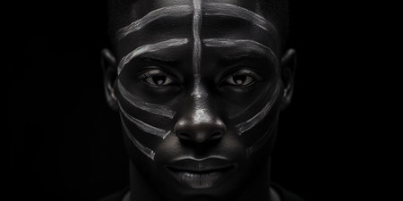 black lives matter portrait of man with black lives matter face paint. ai generativeの素材