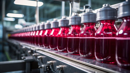 Automatic line for packaging juices in glass containers, food industryの素材