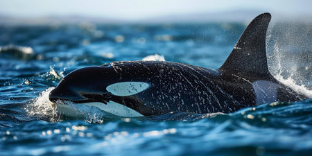 Jumping killer whale out of waterの素材